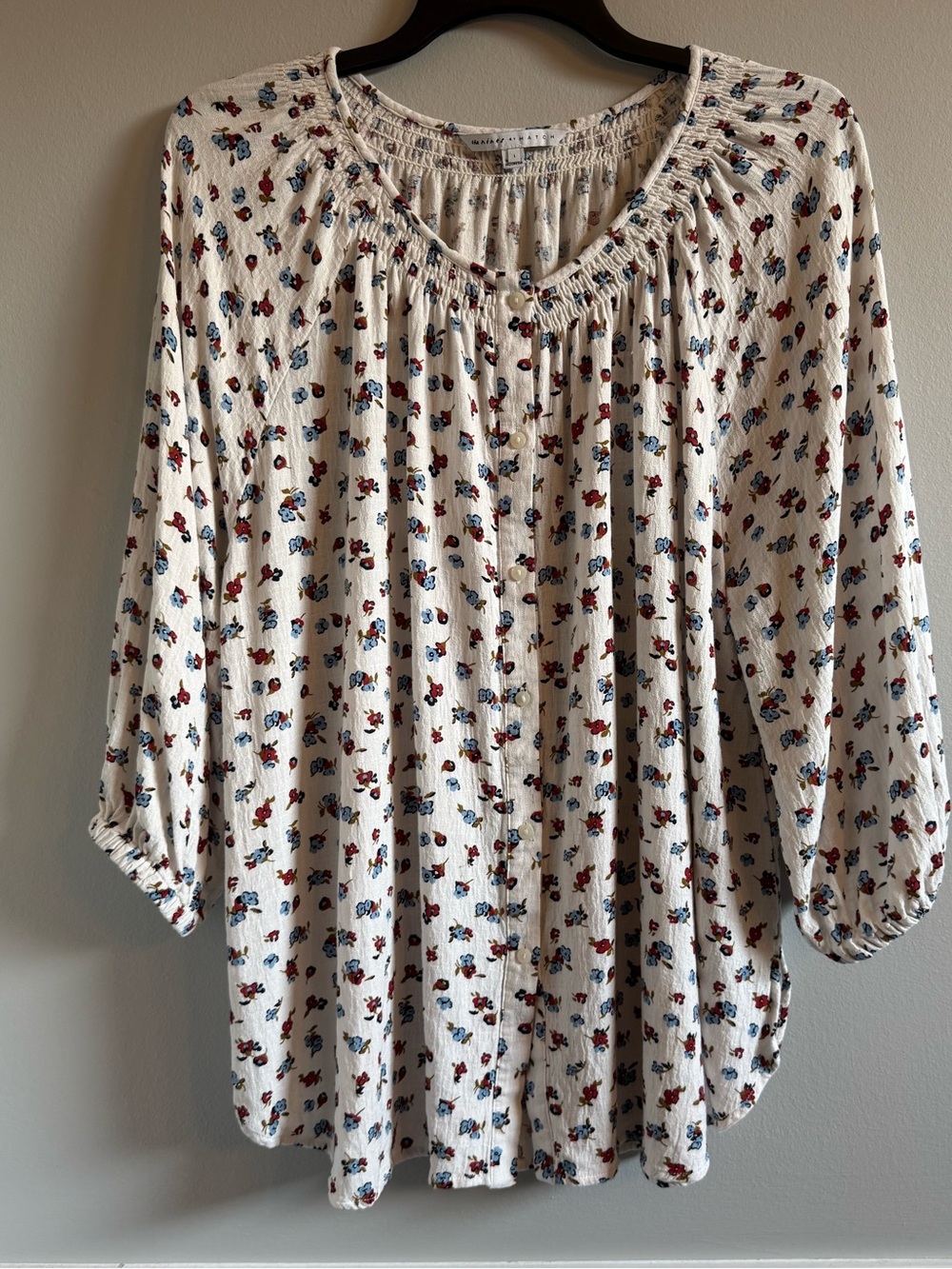 The Nines by Hatch ivory floral maternity blouse, EUC, large